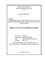 Đánh giá hiệu quả sử dụng nguồn vốn vay của các hộ dân từ NHN &PTNT tại xã Vinh Quý, Huyện Hạ Lang, tỉnh Cao Bằng.