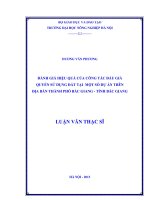 Đánh giá hiệu quả của công tác đấu giá quyền sử dụng đất tại một số dự án trên địa bàn Thành phố Bắc Giang, Tỉnh Bắc Giang