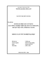 Đánh giá hiệu quả sử dụng đất nông nghiệp trên địa bàn xã Ninh Sơn, huyện Việt Yên, tỉnh Bắc Giang.