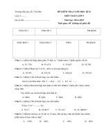 Đề kiểm tra học kì 2 môn Toán lớp 5 năm 2015 trường Tiểu học số 2 Ân Đức, Bình Định