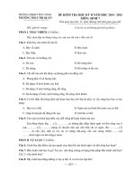 Đề kiểm tra học kì 2 môn Sinh lớp 7 năm 2015 trường THCS Trị Quận, Phú Thọ