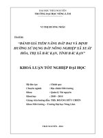 Đánh giá tiềm năng đất đai và định hướng sử dụng đất nông nghiệp xã Xuất Hóa - thị xã Bắc Kạn - tỉnh Bắc Kạn.