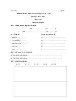 Đề kiểm tra cuối học kì 2 môn Toán lớp 1 năm 2013 - 2014 trường Tiểu học Lê Văn Tám, Lào Cai