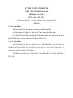 Đề thi tuyển sinh lớp 10 môn Ngữ văn trường THPT chuyên Đại học Sư Phạm Hà Nội năm học 2013 - 2014