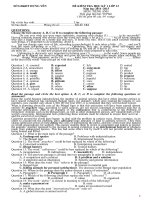 ĐỀ  thi HKI tiếng Anh lớp 12 (With key)