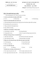 Đề khảo sát chất lượng học kì 2 môn Sinh lớp 7 năm học 2014-2015, Phòng GD-ĐT Văn Lâm, Hưng Yên