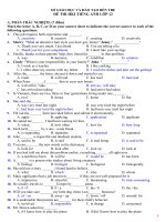 ĐỀ thi HKI tiếng Anh lớp 12 - 2013 (tỉnh Bến Tre)