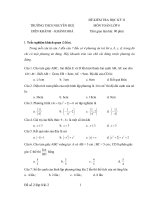 Đề kiểm tra học kì II lớp 8 môn Toán - THCS Nguyễn Huệ, Khánh Hòa