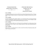 Đề thi thử Quốc gia năm 2015 môn Lịch Sử trường THPT Cẩm Giàng 2, Hải Dương