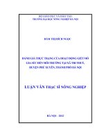Đánh giá hiện trạng của hoạt động giết mổ gia súc đến môi trường tại xã Tri Thuỷ, huyện Phú Xuyên, thành phố Hà Nội
