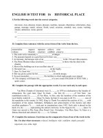 ENGLISH 10 TEST FOR UNIT  16  HISTORICAL PLACE