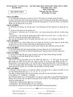 Đề thi học sinh giỏi lớp 12 THPT tỉnh Hải Dương năm 2013 - 2014 môn Sinh