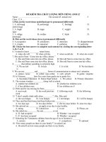 ĐỀ KIỂM TRA CHẤT LƯỢNG MÔN TIẾNG ANH 12.