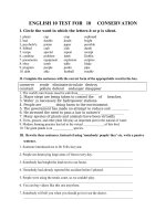 ENGLISH 10 TEST FOR   UNIT 10 CONSERVATION