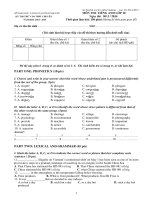 Đề thi thử vào lớp 10 THPT chuyên tỉnh Thái Nguyên năm 2014 - 2015 tiếng anh