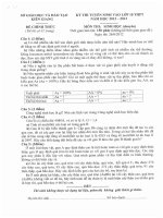 Đề thi tuyển sinh lớp 10 THPT Chuyên tỉnh Kiên Giang năm 2012 - 2013 môn Sinh học - Có đáp án