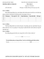 Đề thi học kì 2 môn Lịch Sử lớp 10 trường THPT Lý Thái Tổ năm học 2014-2015