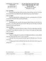 Đề thi học sinh giỏi lớp 12 THPT tỉnh Hải Dương năm 2013 - 2014 môn Lịch sử