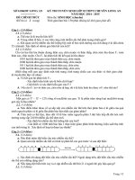 Đề thi tuyển sinh lớp 10 môn sinh chuyên Long An năm học 2014 - 2015