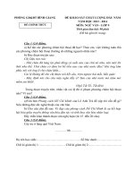 Đề thi khảo sát chất lượng đầu năm lớp 9 huyện Bình Giang môn Văn