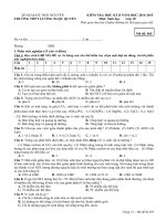Đề kiểm tra học kì 2 môn Sinh lớp 10 năm học 2014-2015 trường THPT Lương Ngọc Quyến, Thái Nguyên