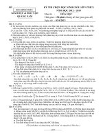 Đề thi học sinh giỏi lớp 9 THCS tỉnh Quảng Nam môn Hóa học