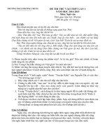 Đề thi thử vào lớp 10 lần 1 năm 2015 môn Ngữ Văn trường THCS Phương Trung, Hà Nội