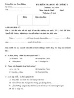 Đề kiểm tra định kì cuối kì 1 lớp 5 trường tiểu học Toàn Thắng năm 2013 - 2014_Sử và địa