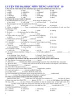 LUYỆN THI ĐẠI HỌC MÔN TIẾNG ANH TEST  10