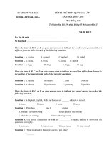 Đề thi thử THPT Quốc gia 2015 môn Tiếng Anh trường THPT Gia Viễn A, Ninh Bình (lần 1)