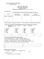 Đề thi tuyển sinh lớp 10 THPT tỉnh Thái Nguyên năm 2012 - 2013 môn Tiếng anh - Có đáp án