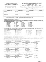 ĐỀ THI CHỌN HỌC SINH GIỎI lớp 12 (Bắc Ninh 2011 - 2012)