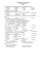 Đề thi học kỳ II môn tiếng anh 10 năm học 2012   2013   đề 2 (kèm đáp án)