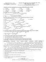 Đề kiểm tra định kỳ lần I lớp 8 năm học 2014 - 2015 tỉnh Bắc Ninh