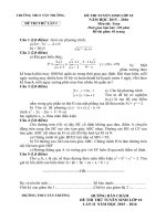 Đề thi thử vào lớp 10 môn Toán lần 1 năm học 2015-2016 trường THCS Tân Trường, Hải Dương