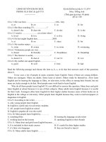 Đề kiểm tra học kì I tỉnh Đăk Lăk môn Tiếng Anh lớp 9