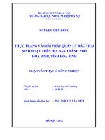 Thực trạng và giải pháp quản lý, rác thải sinh hoạt trên địa bàn Thành phố Hoà Bình, Tỉnh Hoà Bình