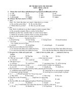 Đề thi học kỳ II môn tiếng anh 10 năm học 2012   2013   đề 1 (kèm đáp án)