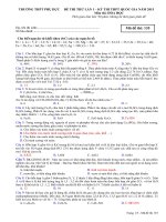 Đề thi thử THPT Quốc gia lần 1 năm 2015 môn Hóa học trường THPT Phụ Dực, Thái Bình