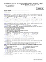 Đề thi - Đáp án thi tốt nghiệp THPT năm 2014 hệ GDTX môn sinh