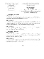 Đề thi học sinh giỏi lớp 12 THPT tỉnh Thanh Hóa năm học 2011 - 2012 môn Lịch sử (Có đáp án)