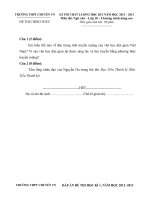 Đề thi học kỳ I lớp 10 THPT chuyên Thái Nguyên năm 2012 - 2013 môn Văn (Có đáp án) _ Nâng cao