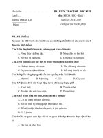 Đề kiểm tra cuối học kì 2 môn Khoa học lớp 5 năm học 2014-2015 trường Tiểu học Đức Lâm, Hà Tĩnh