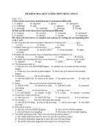 ĐỀ KIỂM TRA CHẤT LƯỢNG MÔN TIẾNG ANH  12