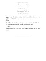 Đề thi lịch sử học kì 1 lớp 12 trường THPT trưng vương