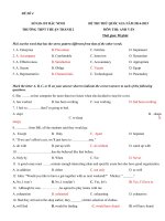 Đề thi thử THPT Quốc gia 2015 môn Tiếng Anh trường THPT Thuận Thành số 2, Bắc Ninh (Đề 4)