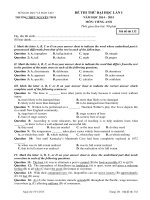 Đề thi thử Đại học môn Tiếng Anh năm 2015 trường THPT Nguyễn Trãi có đáp án