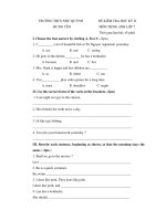 Đề kiểm tra học kì II lớp 7 môn tiếng Anh - THCS Như Quỳnh, Hưng Yên