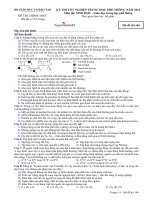 KỲ THI TỐT NGHIỆP TRUNG HỌC PHỔ THÔNG NĂM 2014 Môn thi SINH HỌC - Giáo dục trung học phổ thông