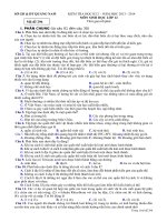 Đề thi học kì 2 môn Sinh lớp 12 năm học 2013-2014 trường THPT Bắc Trà My, Quảng Nam